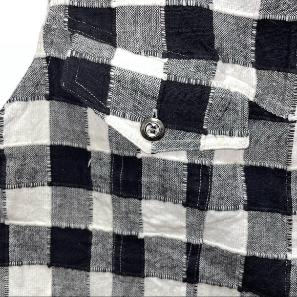 KrazyKat Vest Checkered Patch Buffalo Check Plaid Sleeveless Button Front Collar - Picture 4 of 5